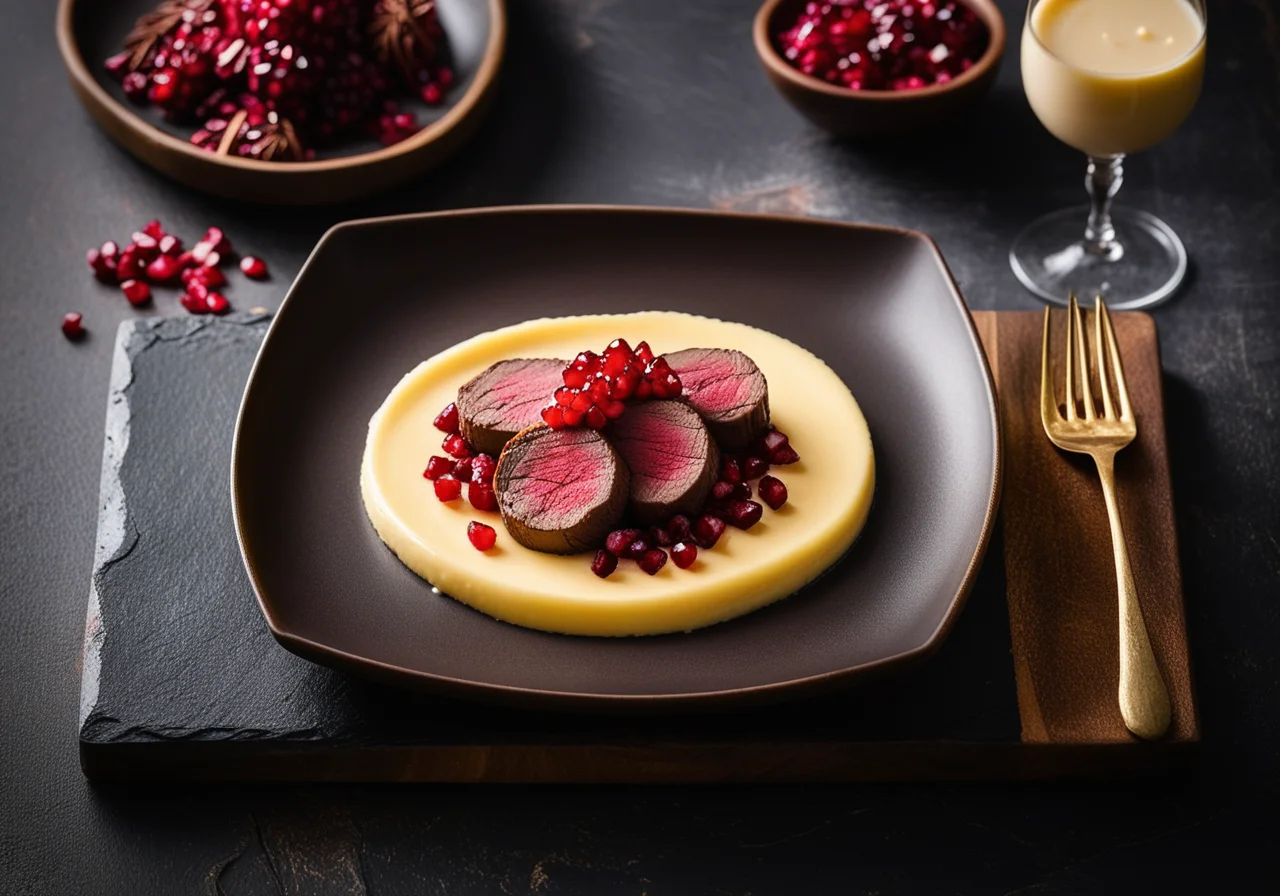 Juniper-venison tenderloin with julienned swede