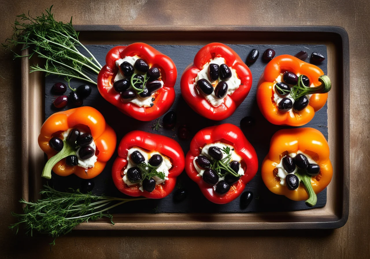 Marinated Peppers with Goat Cheese Filling