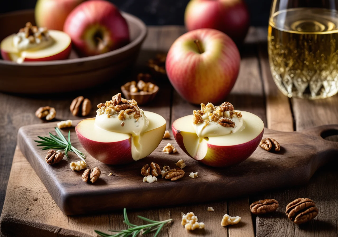 Baked Apple with Blue Cheese and Walnuts