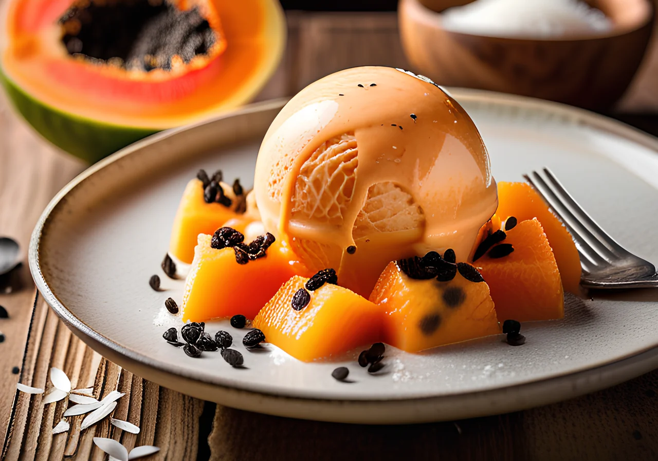 Papaya Ice with Coconut