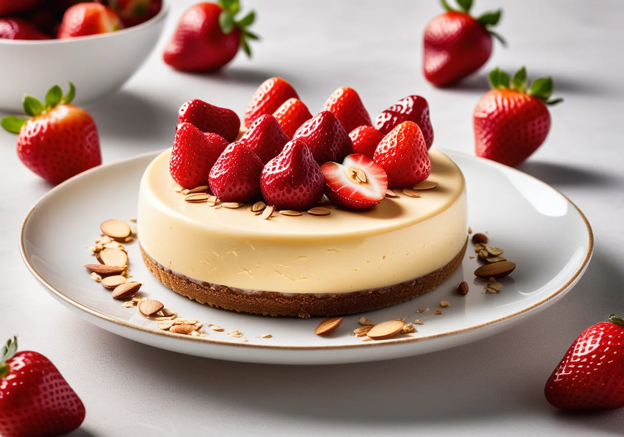 Strawberry Cheesecake with Quark-Oil Crust
