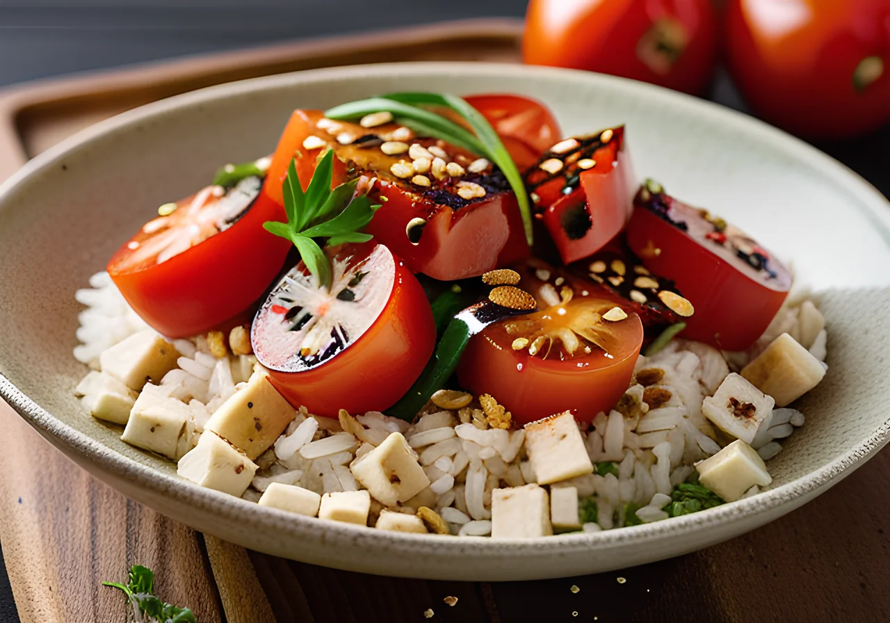 Tofu with Soybeans and Tomatoes