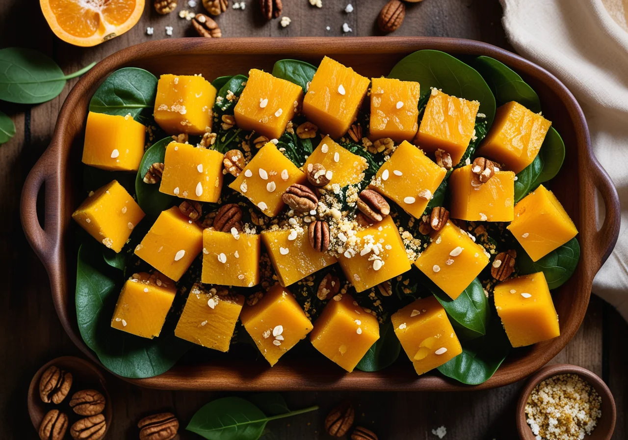 Hirsepfanne mit Kürbis, Spinat und Feta