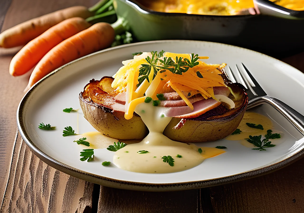 Potato-vegetable gratin with ham