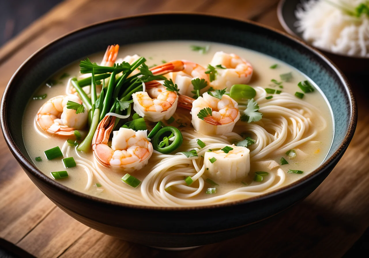 Noodle Shrimp Soup with Coconut Milk