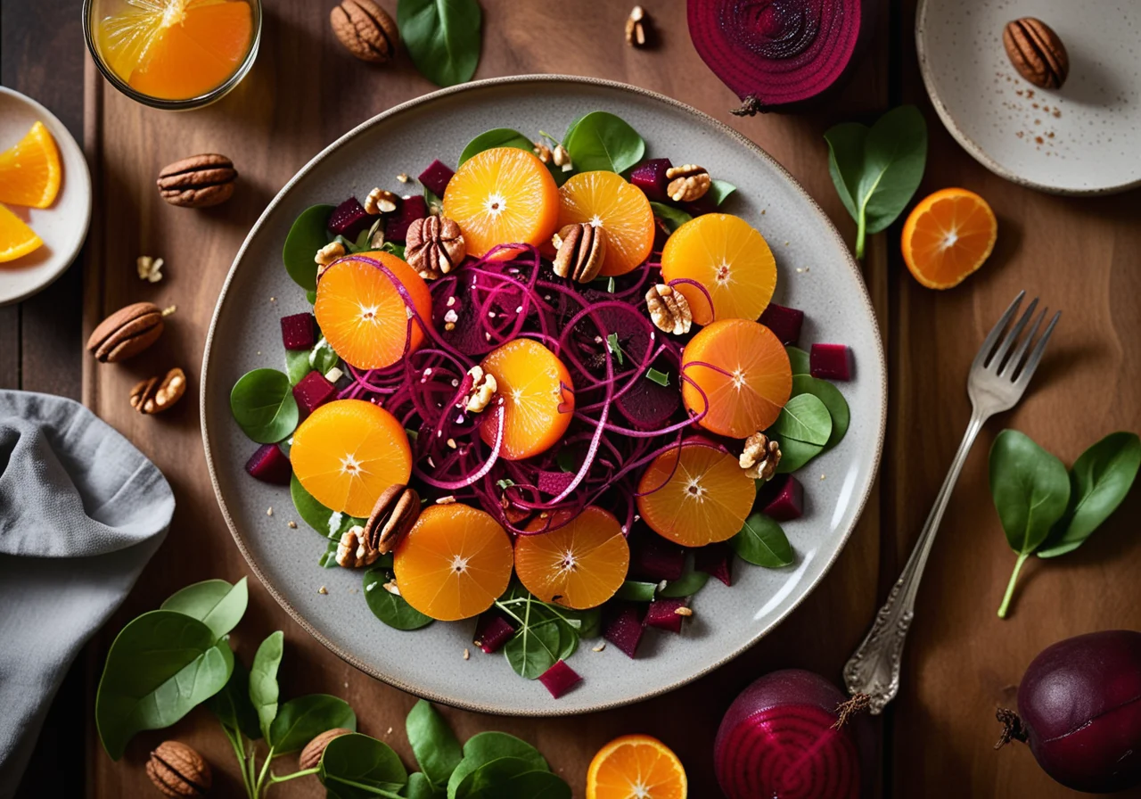 Red Beet Orange Salad with Rapunzel and Walnuts