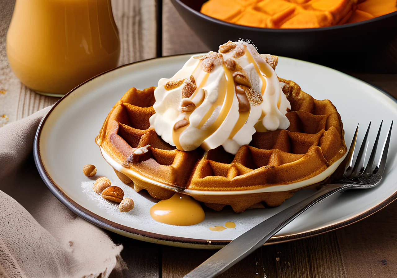Sweet Potato‑Nut Waffles with Apple Sauce Cream