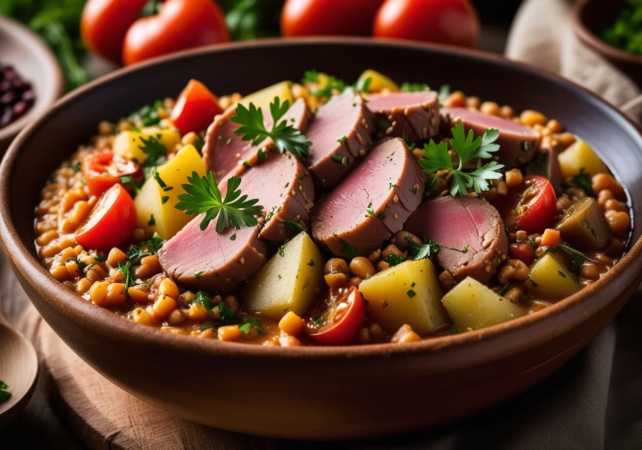 Linsen mit Kartoffeln und Thunfisch