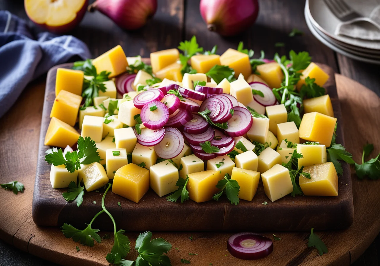 Autumn Cheese and Grape Salad with Pear