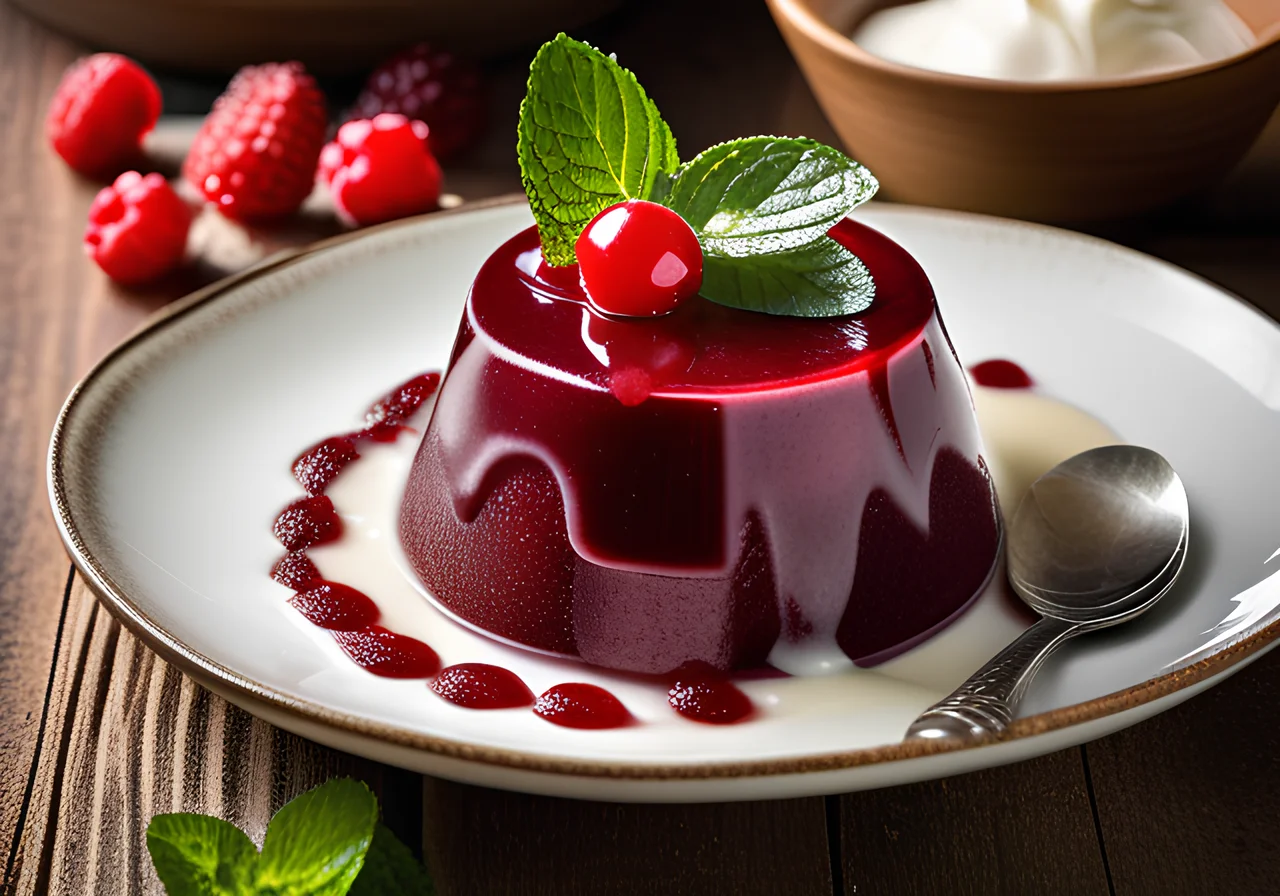 Red Berry Pudding with Vanilla Sauce