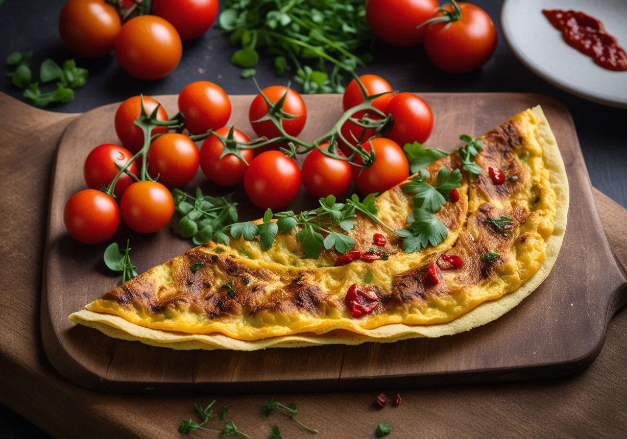 Mushroom Omelette with Chili Sauce