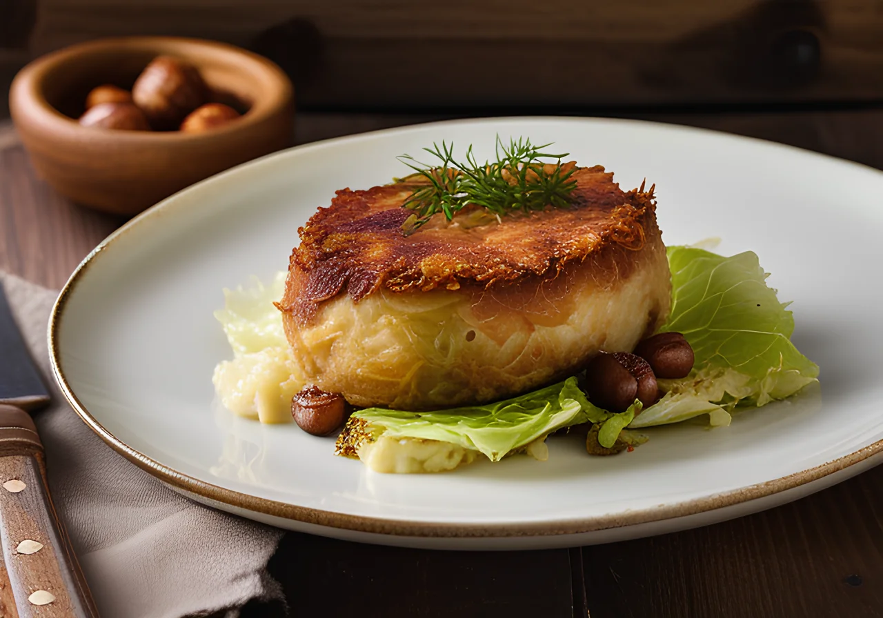 Pheasant Savoy Cabbage Rolls with Rösti and Chestnuts