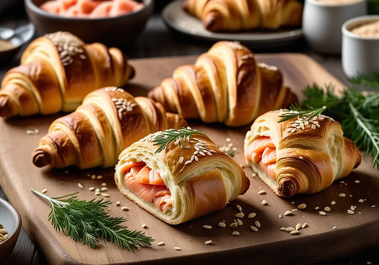 Savory Croissants with Salmon Filling