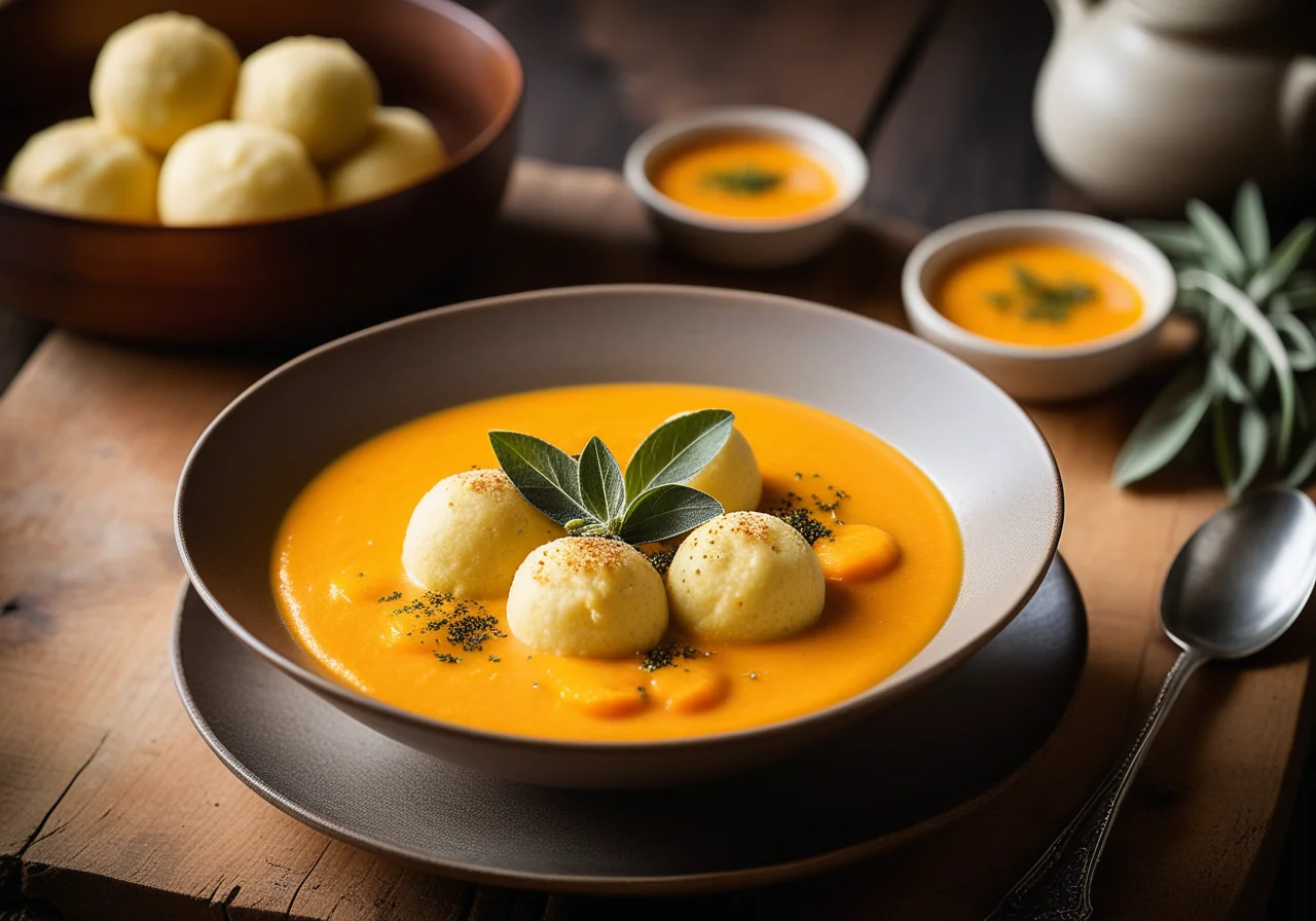 Carrot Soup with Semolina Dumplings