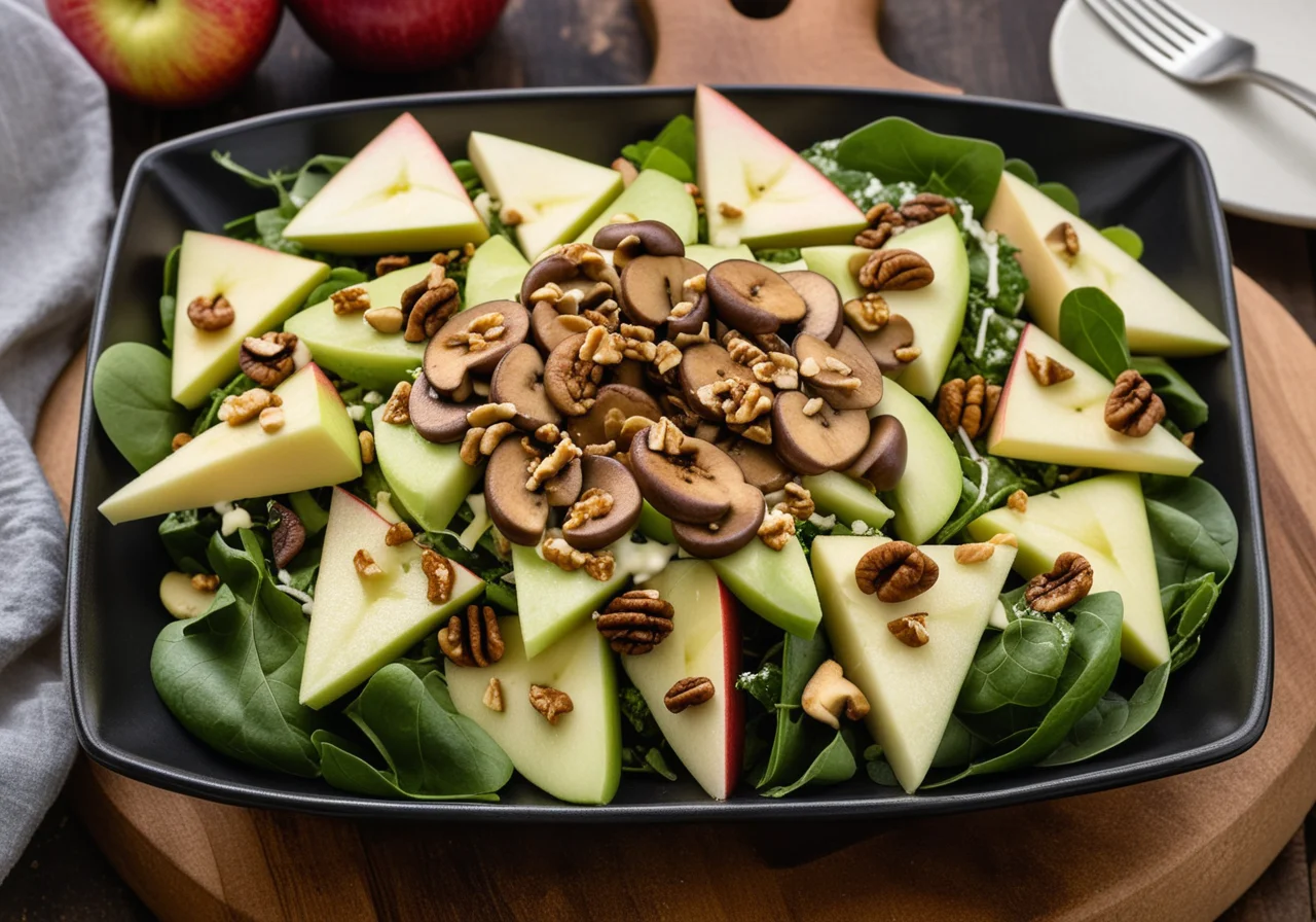 Rapunzel Salad with Gorgonzola Bread Cubes and Apple