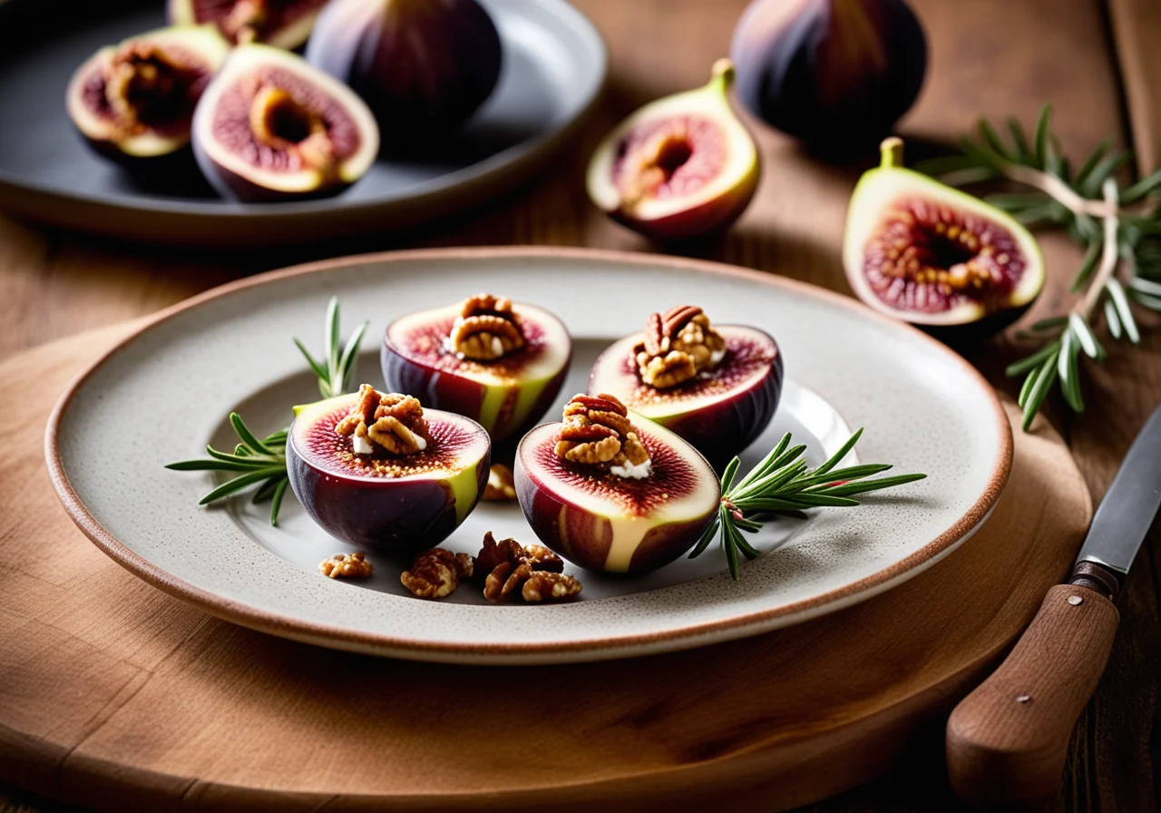 Wrapped Figs with Ricotta-Walnut Filling on Rosemary Skewers