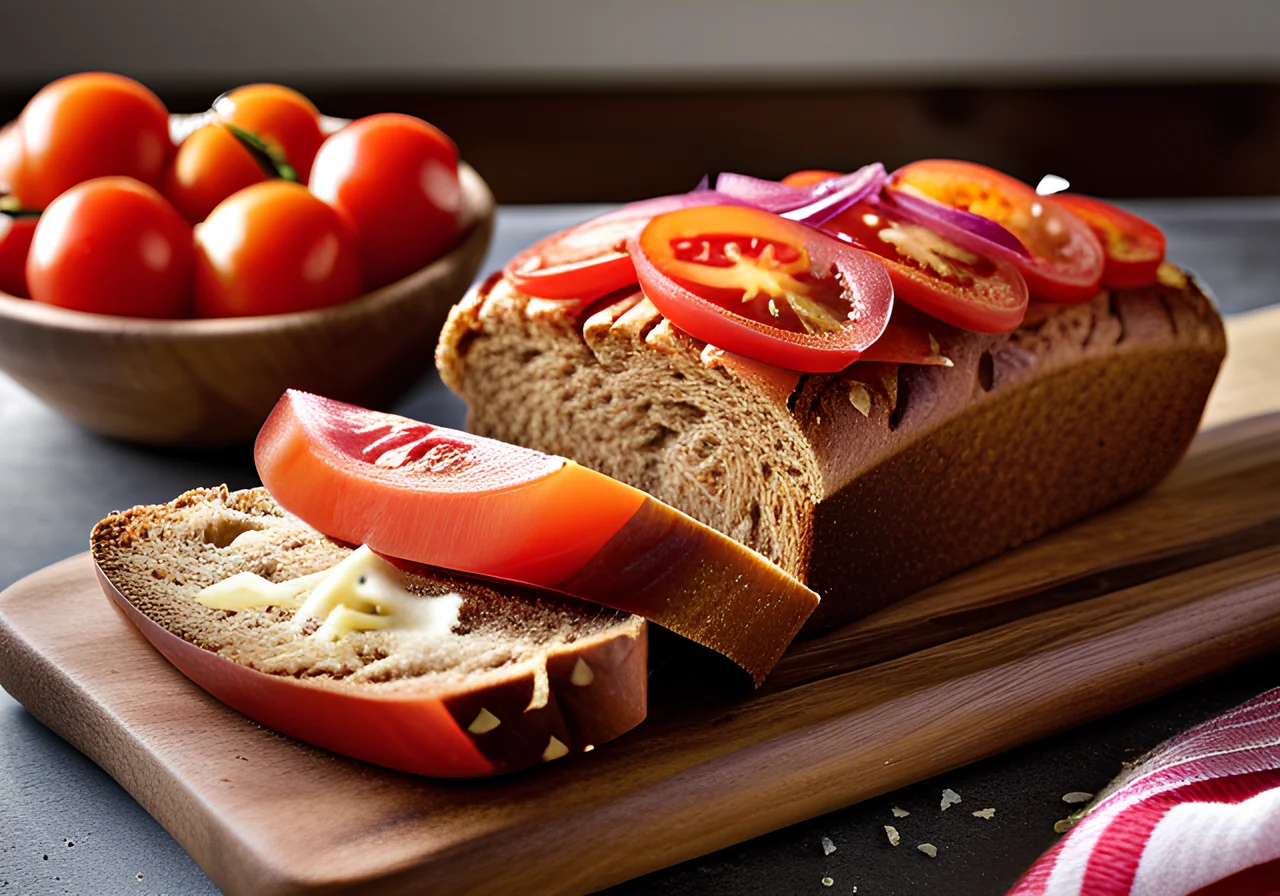 White Bread with Red Onions and Tomatoes
