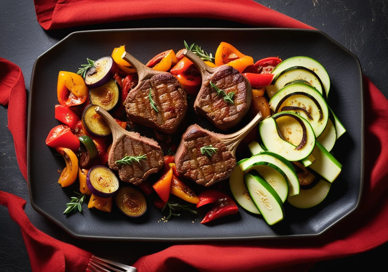 Lamb Chops on Ratatouille Vegetables