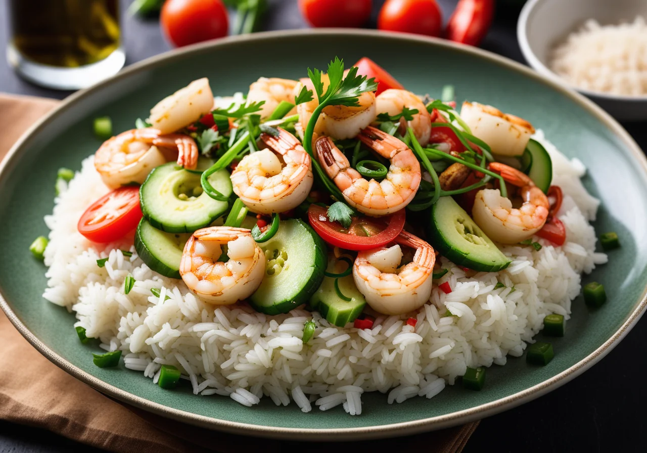 Vegetable Rice Stir-Fry with Seafood