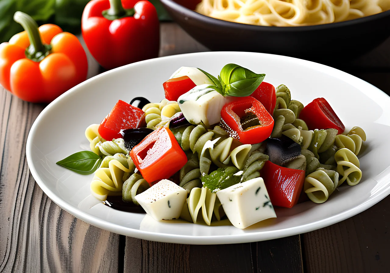 Pasta Salad with Bell Pepper and Mozzarella