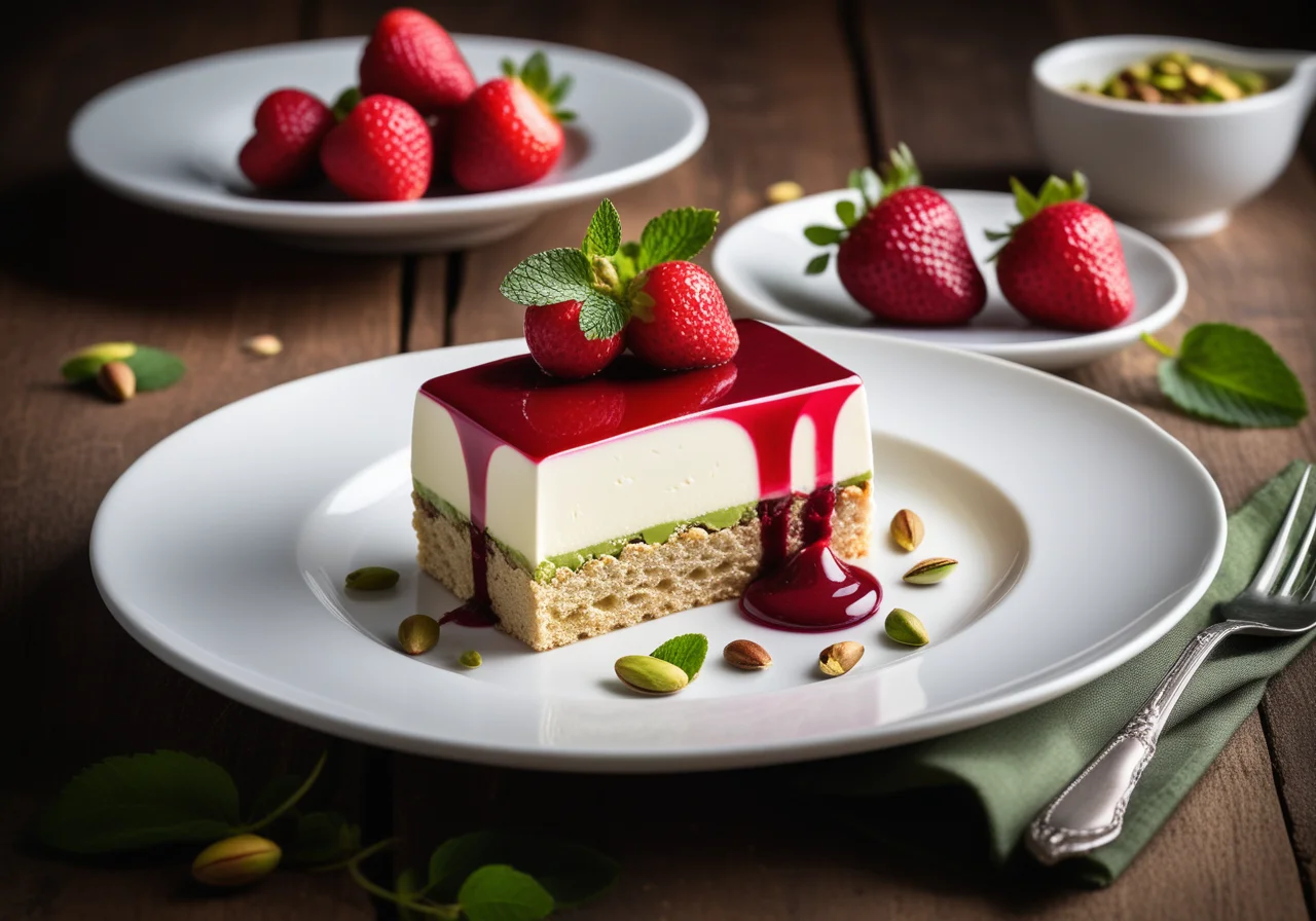 Wild Strawberry Terrine with Pistachios