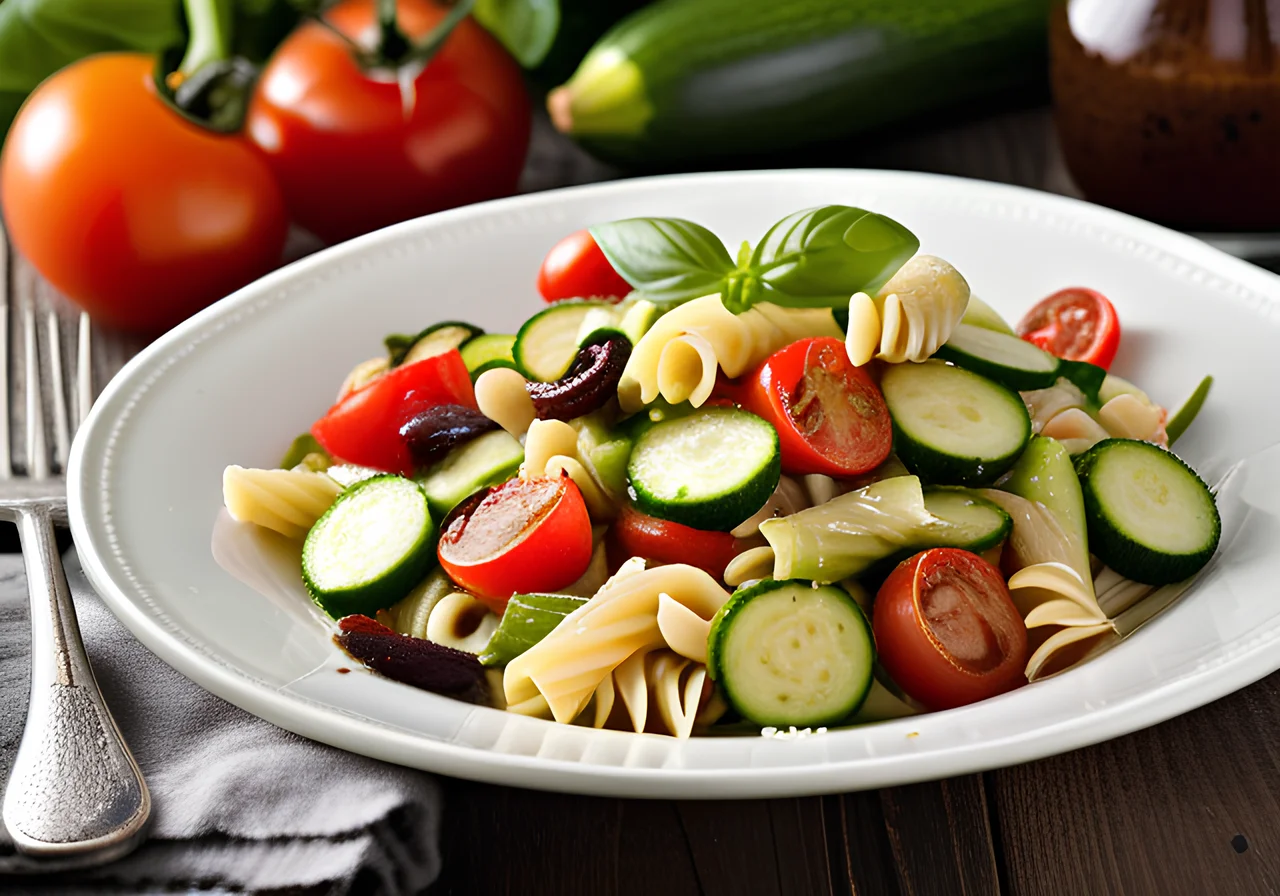 Italian Pasta Salad with Zucchini, Tomatoes and Parmesan