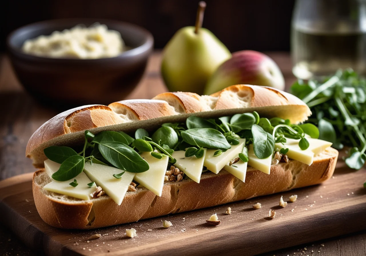 Ciabatta with Pear, Stilton and Watercress