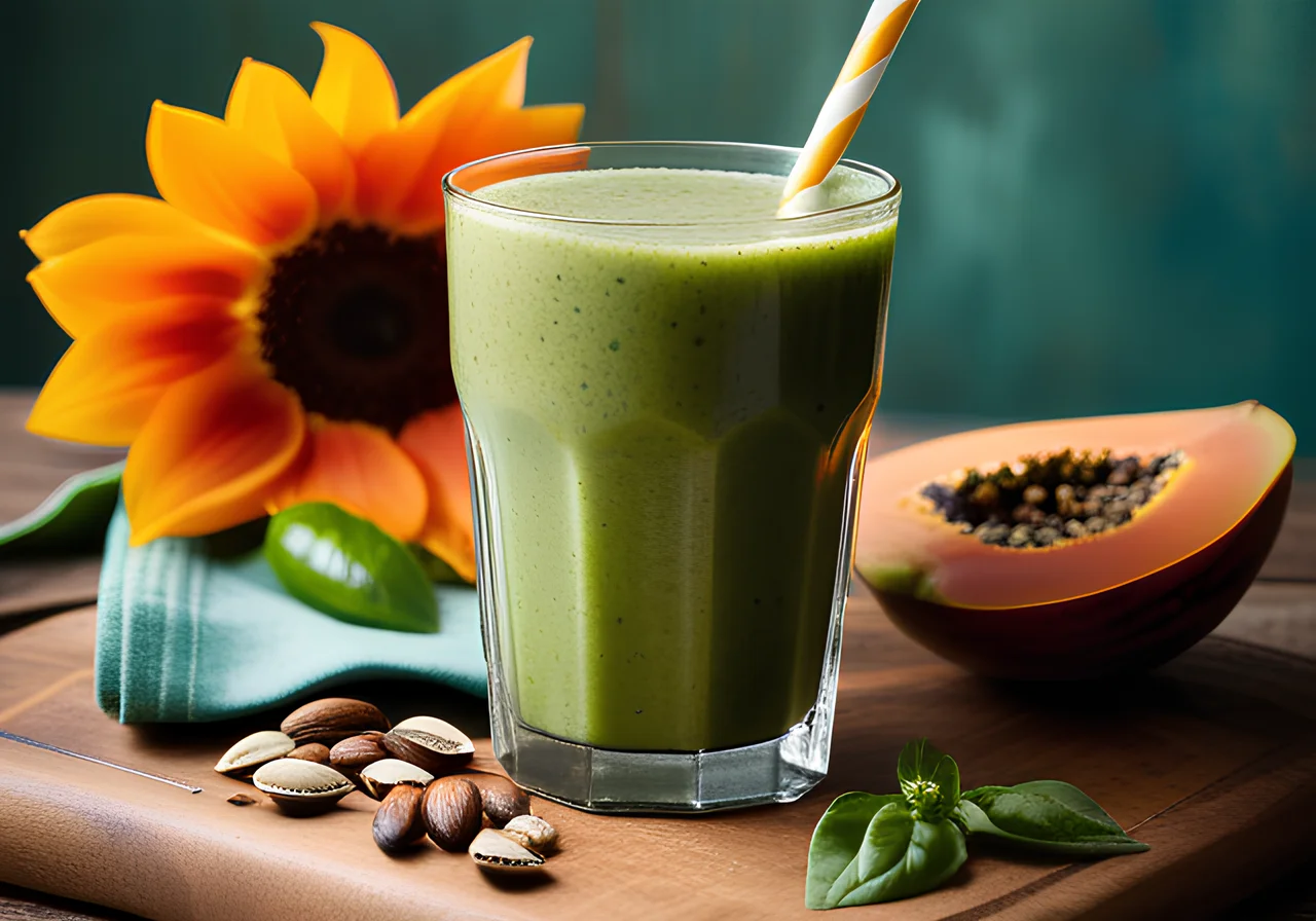 Fitness Smoothie with Basil and Papaya
