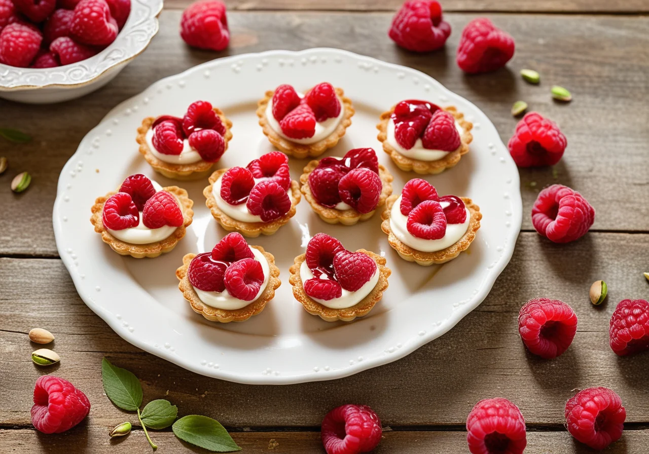 Mini Raspberry Tartlets in Heart Shape