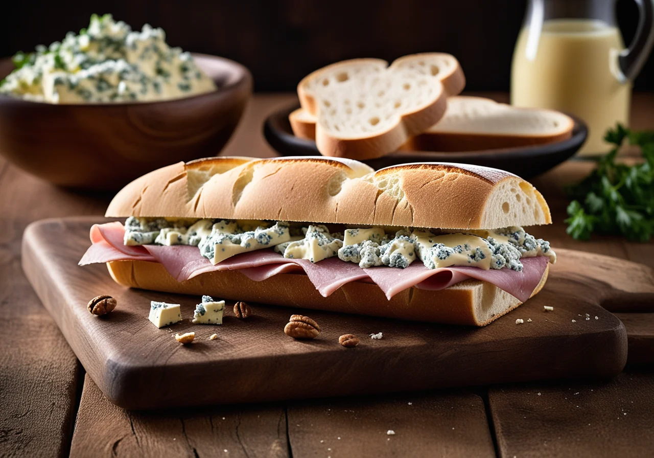 White Bread with Blue Cheese and Turkey