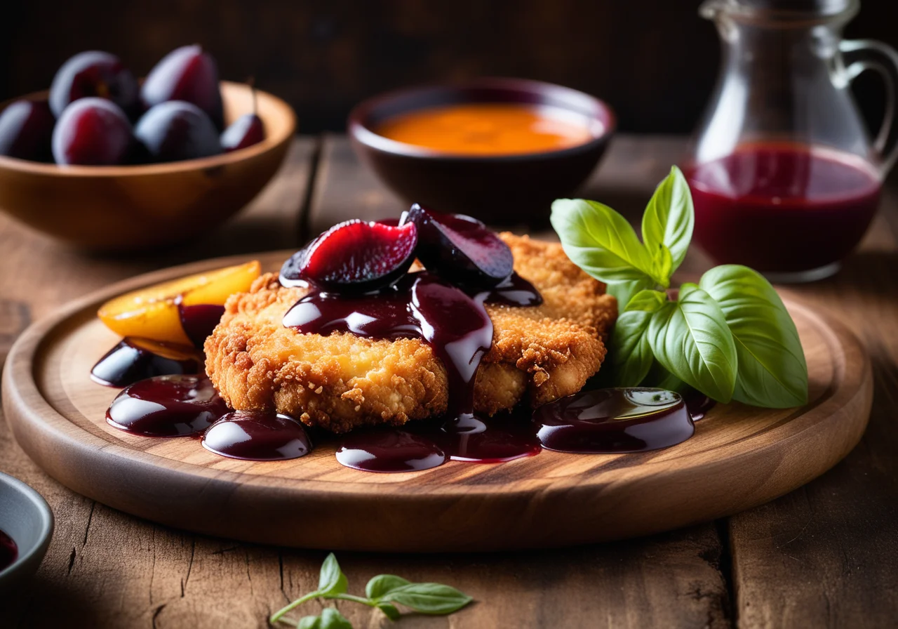 Crispy Chicken Schnitzel with Plum Sauce