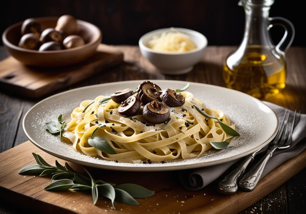 Fettuccine with Shiitake, Sage and Parmesan