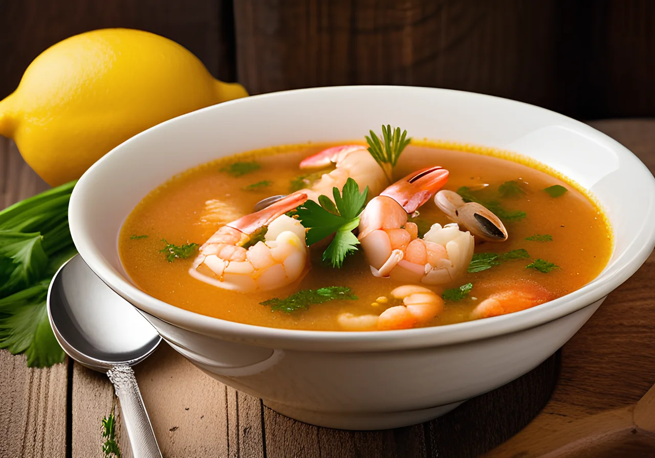 Spanish Rice Soup with Scampi