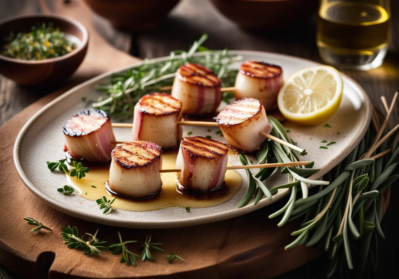Grilled Scallops in Bacon Wrap