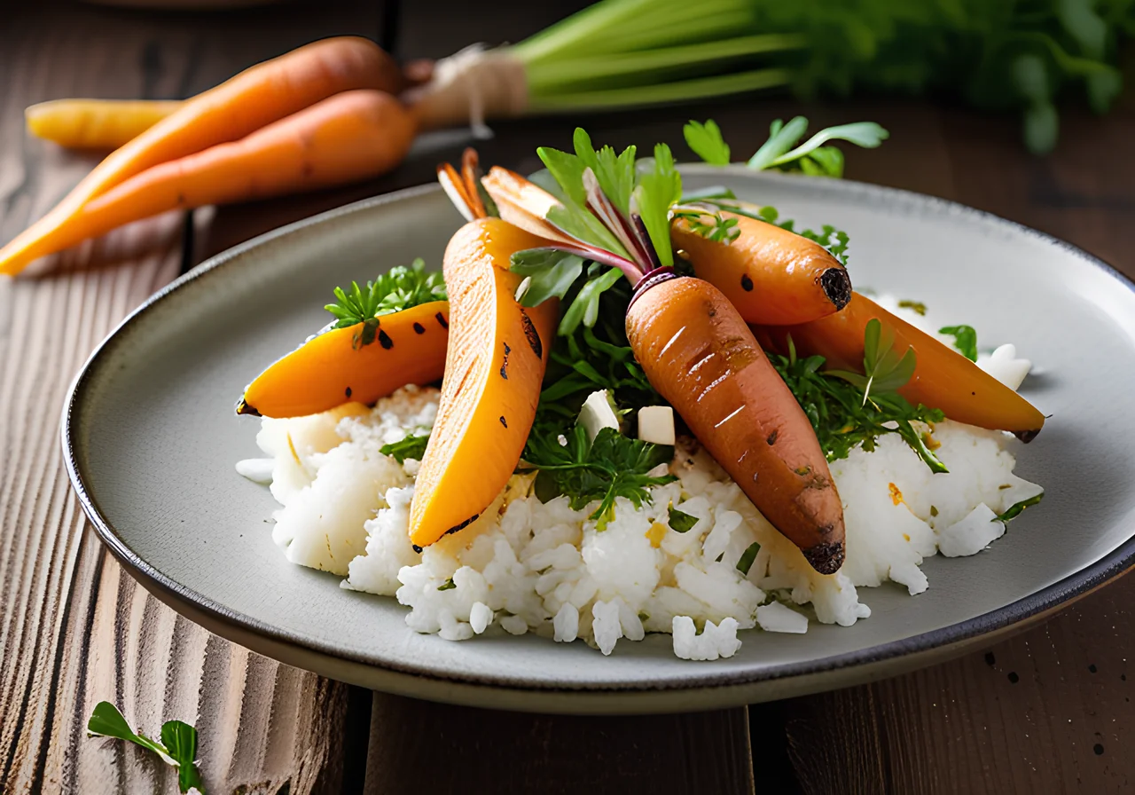 Pilaf Rice with Colorful Carrots and Goat Cheese