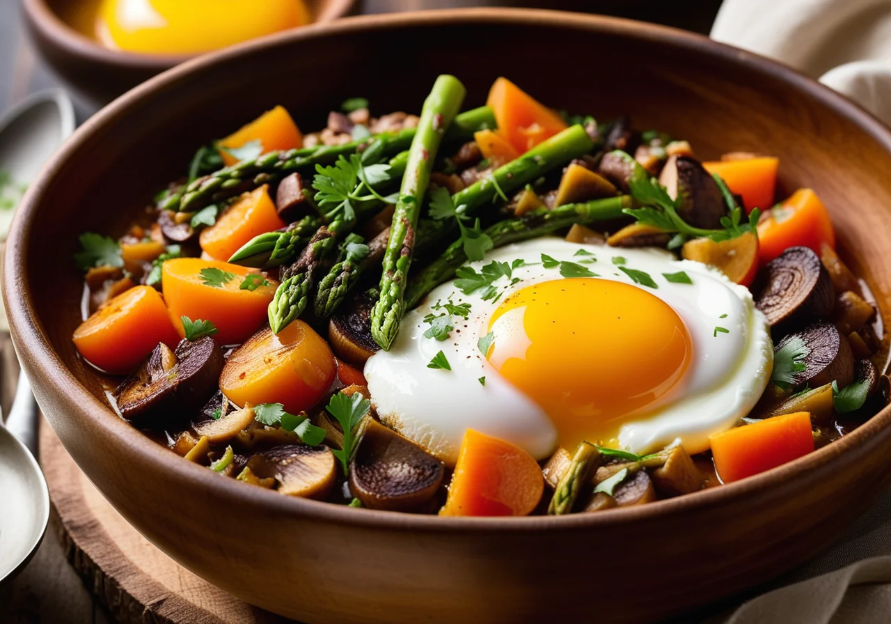 Mushroom Carrot Ragout with Lost Egg