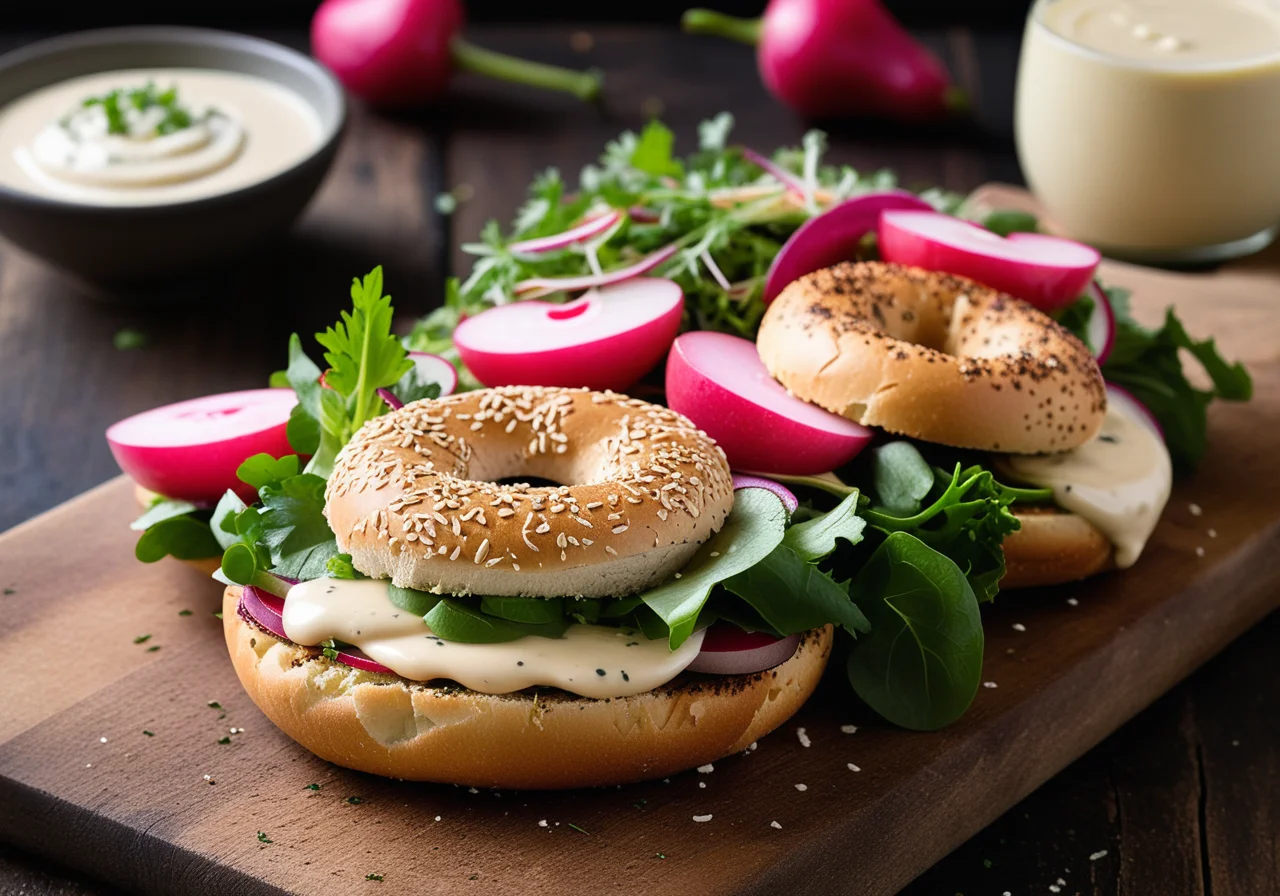 Sesame Bagel with Chicken Breast and Mustard Mayo