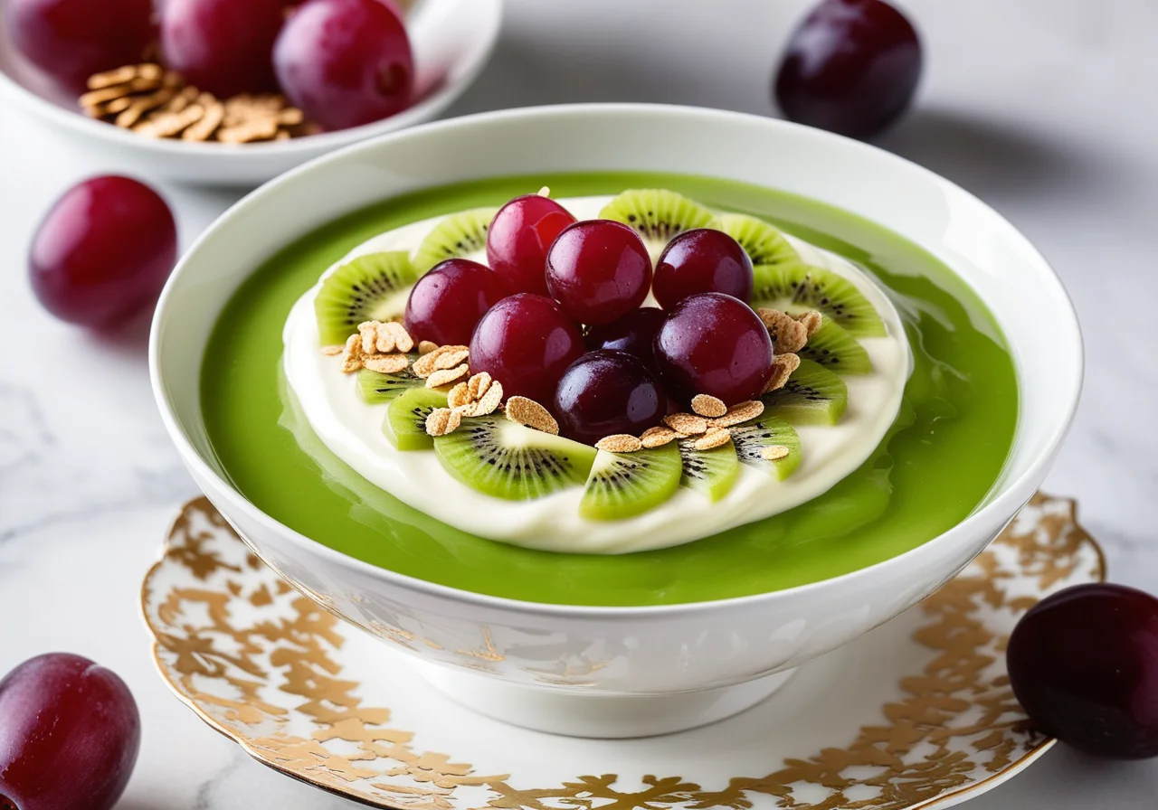 Grape-Kiwi Jelly on Yogurt and Muesli