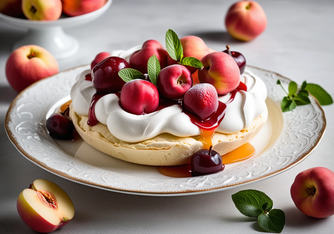 Pavlova with Quince Compote