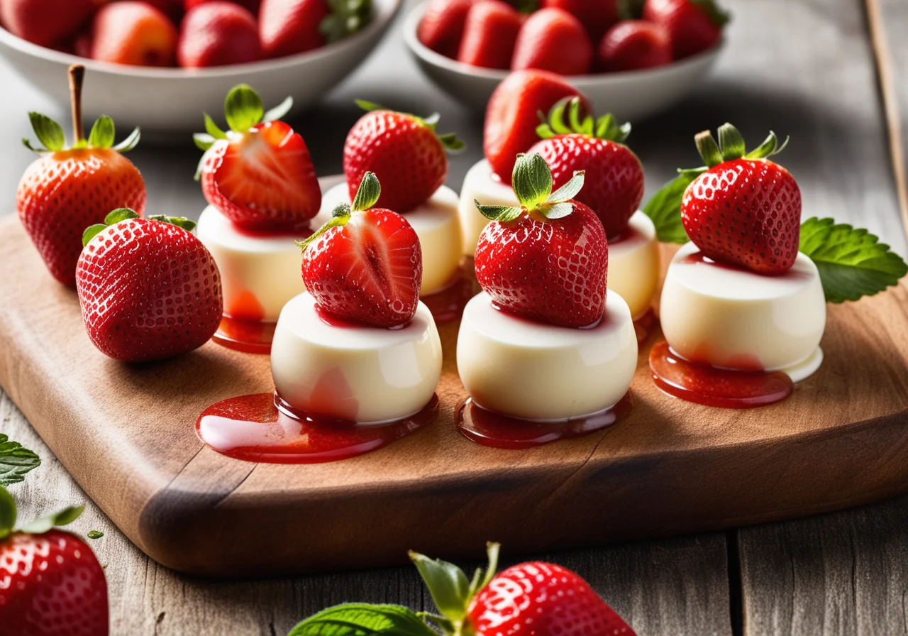 Skewered Strawberry-Mozzarella or Chorizo Melon Bites