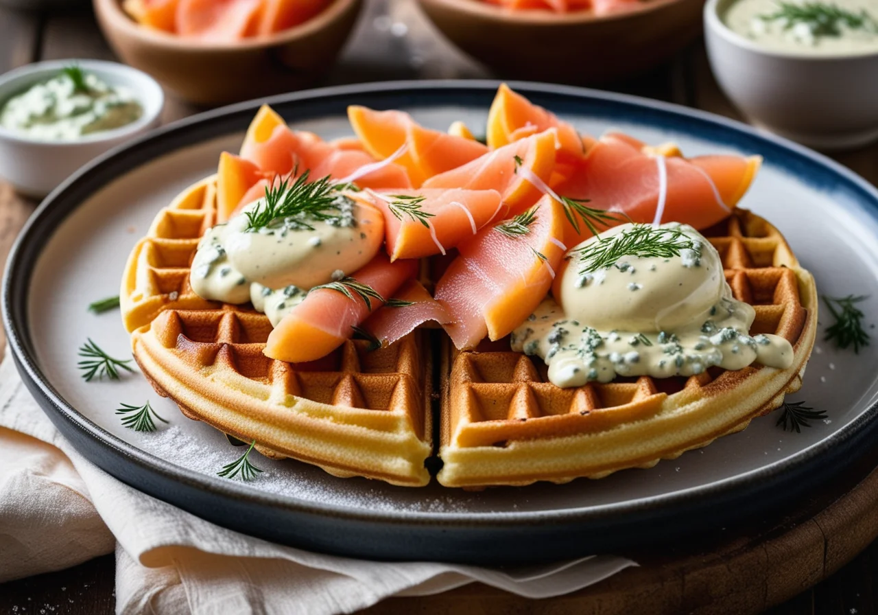Potato Waffles with Smoked Salmon