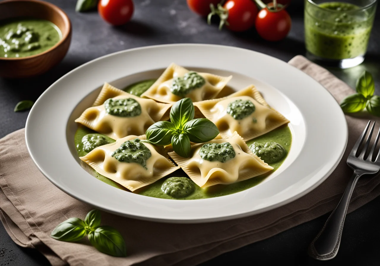 Ravioli with Basil Sauce