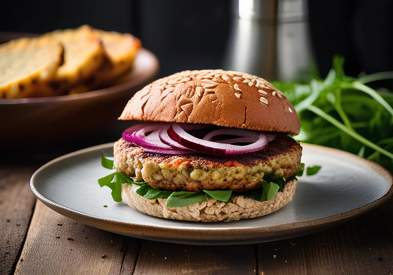 Oatmeal Burger with Beetroot and Walnuts