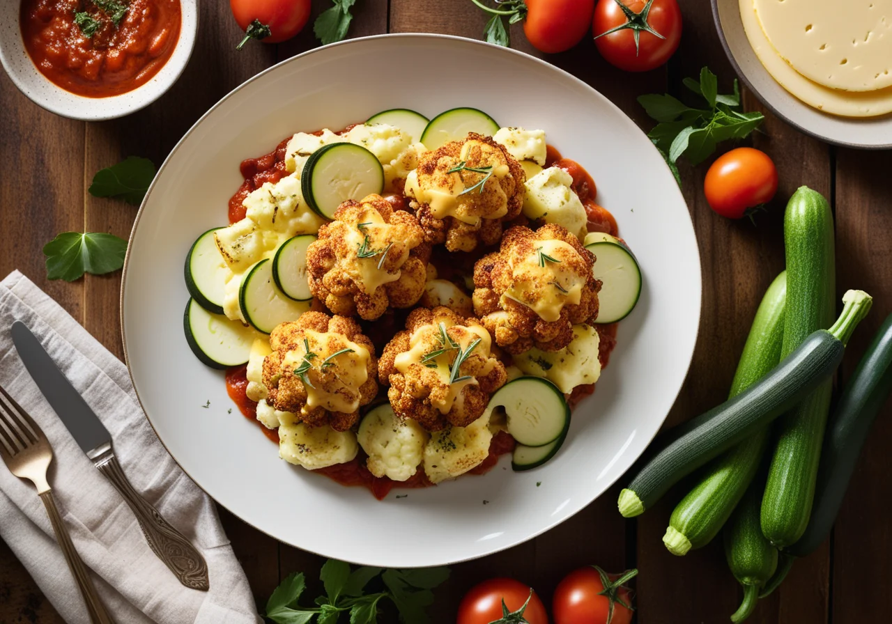Chicken Fillets with Tomato Sauce and Baked Cauliflower