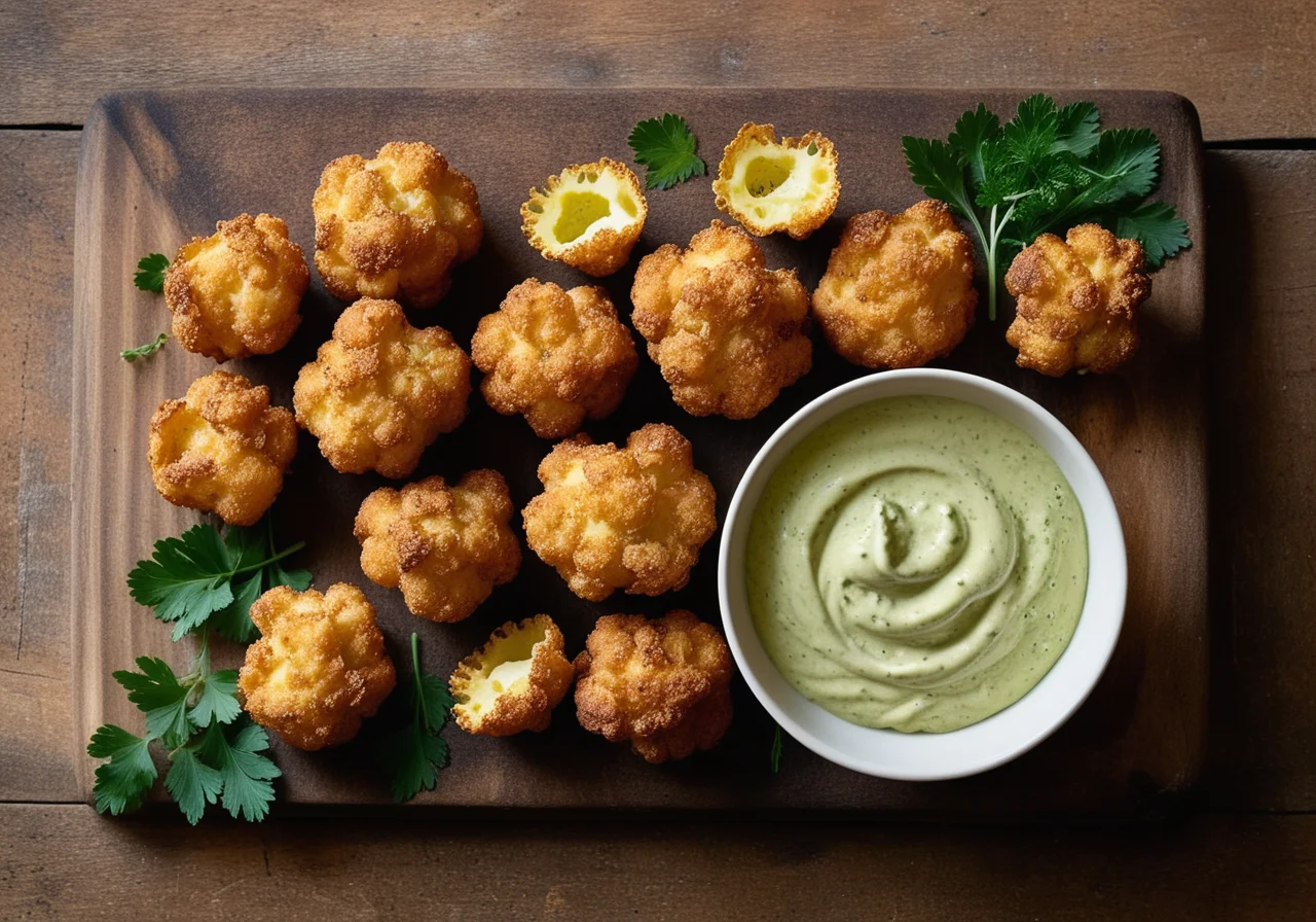 Cauliflower in Parmesan Beer Batter with Chervil Yogurt