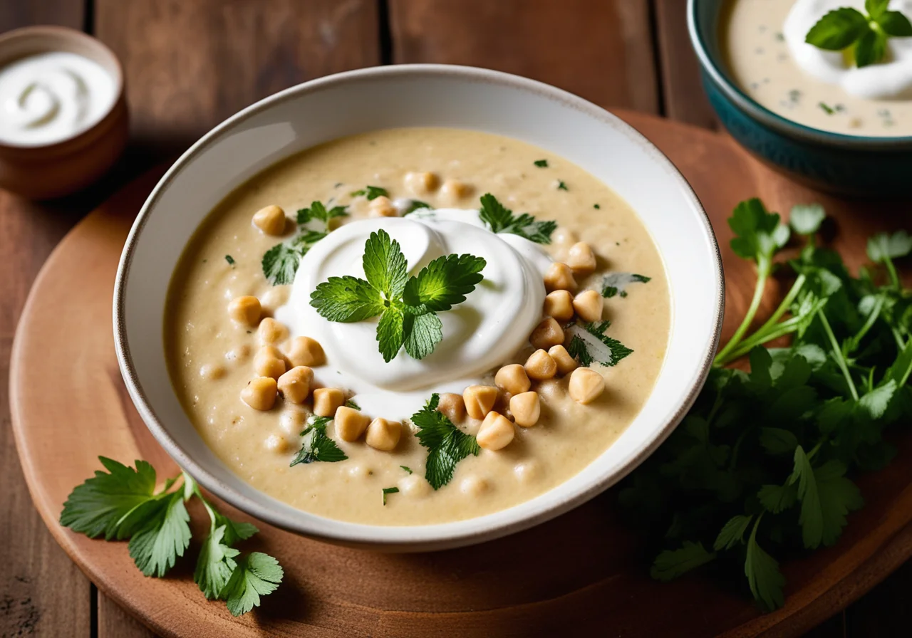 Chickpea Yogurt Soup with Ground Meat