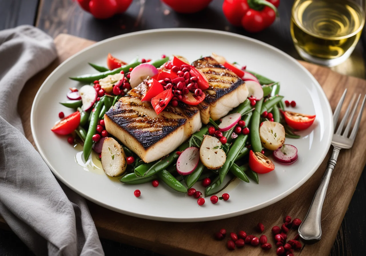 Thick Bean Salad with Sea Bass