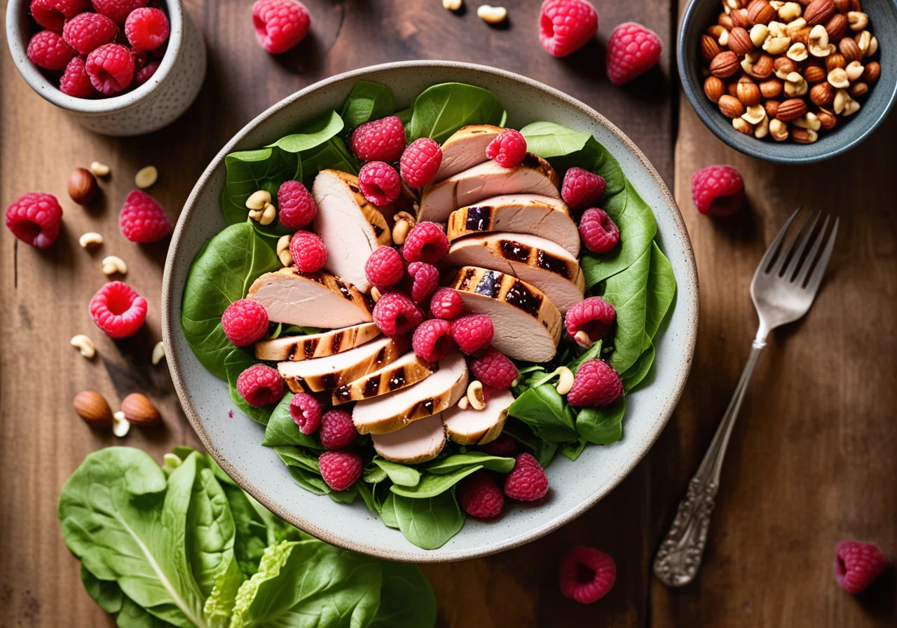 Raspberry Salad with Chicken Breast