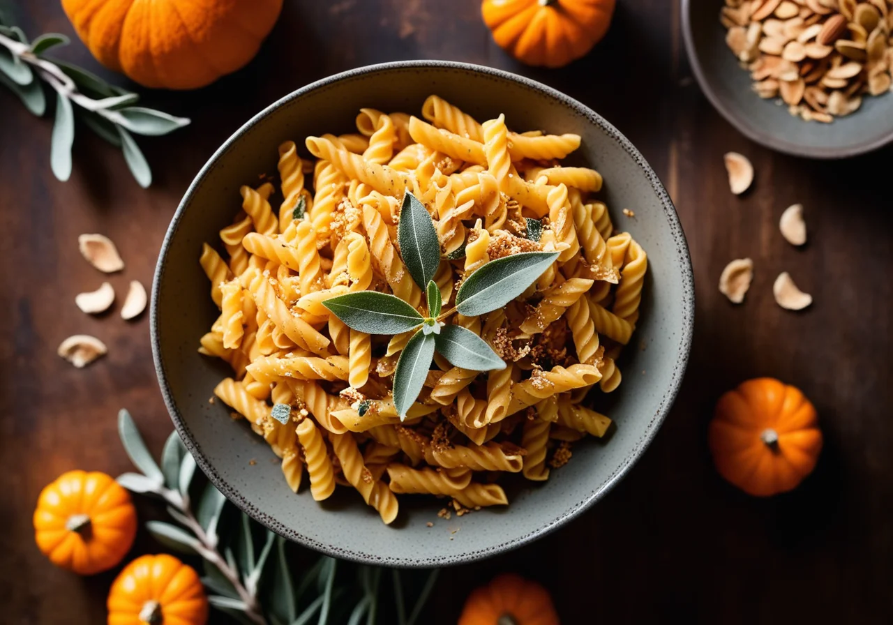 Pasta with Pumpkin and Almond Flakes