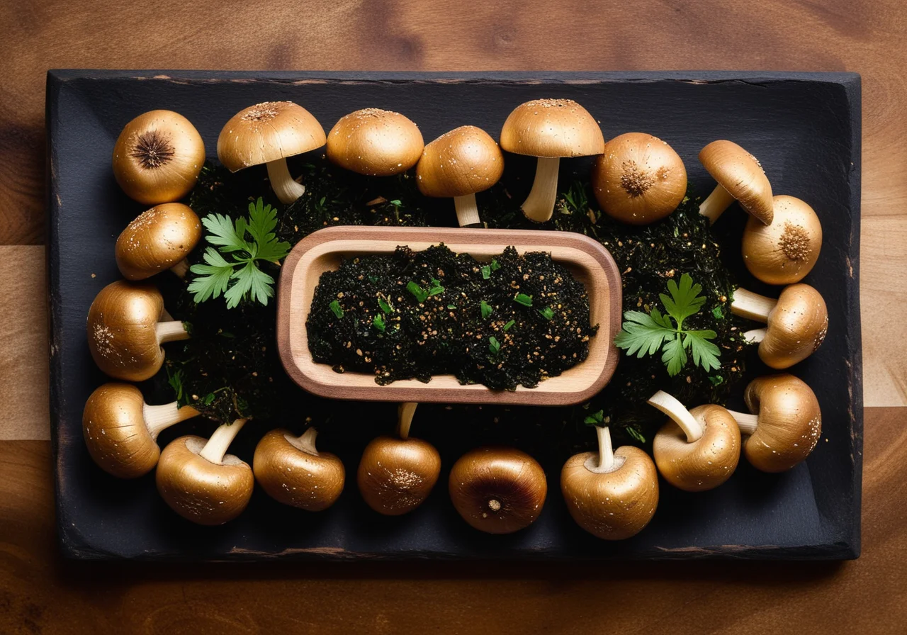 Baked Porcini Mushrooms on Krupuk